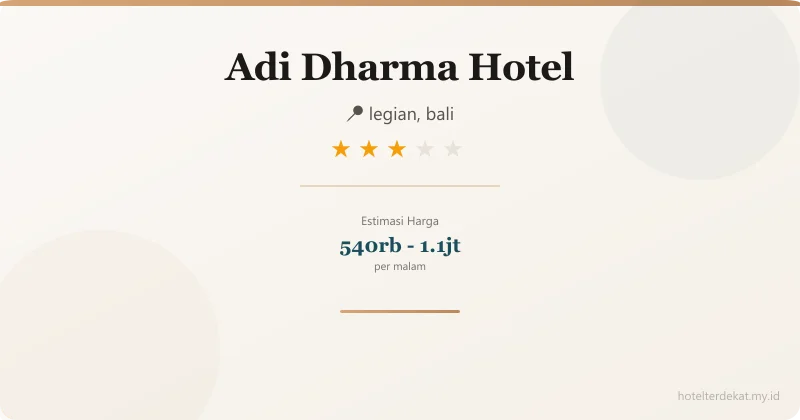 Adi Dharma Hotel - Hotel 3 bintang di legian, bali