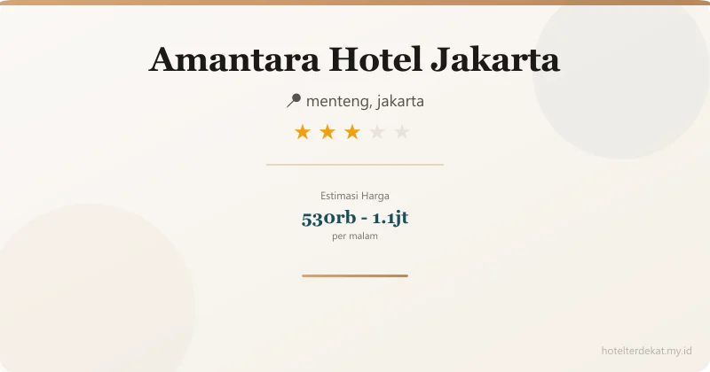 Amantara Hotel Jakarta - Hotel 3 bintang di menteng, jakarta