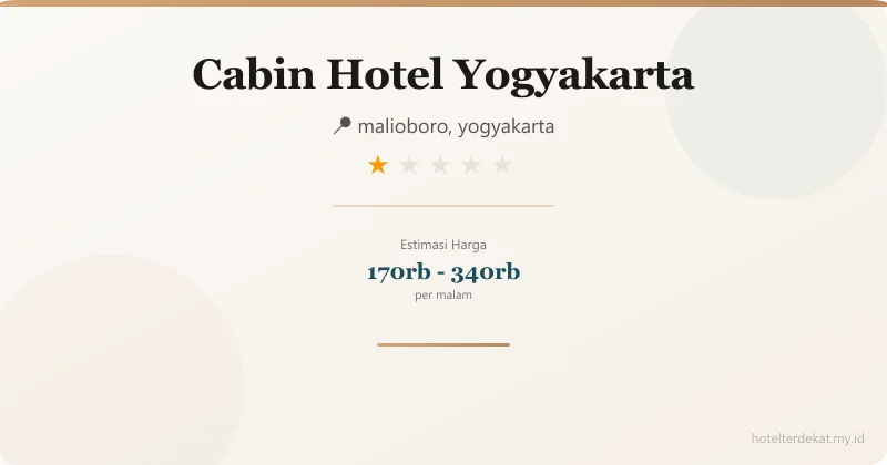 Cabin Hotel Yogyakarta - Hotel 1 bintang di malioboro, yogyakarta