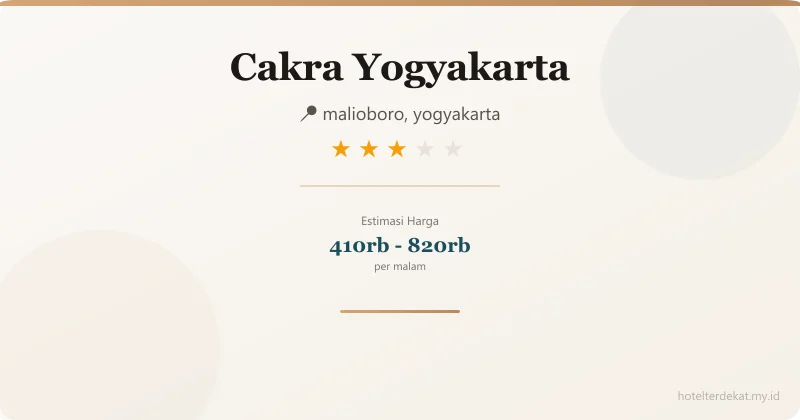 Cakra Yogyakarta - Hotel 3 bintang di malioboro, yogyakarta