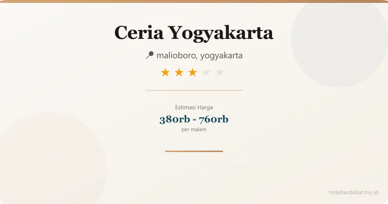 Ceria Yogyakarta - Hotel 3 bintang di malioboro, yogyakarta