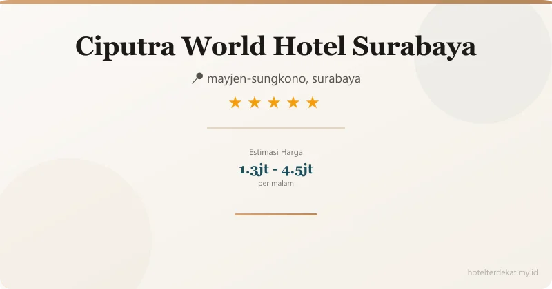 Ciputra World Hotel Surabaya - Hotel 5 bintang di mayjen-sungkono, surabaya