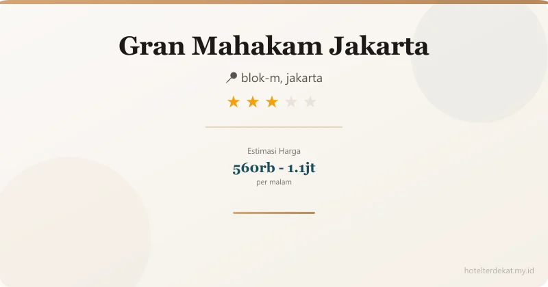 Gran Mahakam Jakarta - Hotel 3 bintang di blok-m, jakarta
