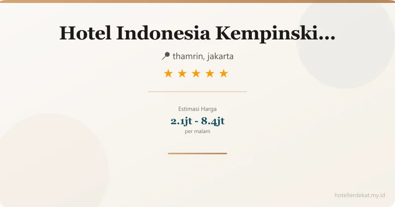 Hotel Indonesia Kempinski Jakarta - Hotel 5 bintang di thamrin, jakarta