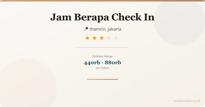 Jam Berapa Check In - Hotel 3 bintang di thamrin, jakarta