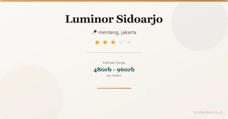 Luminor Sidoarjo - Hotel 3 bintang di menteng, jakarta