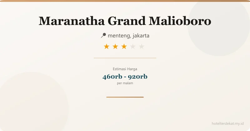 Maranatha Grand  Malioboro - Hotel 3 bintang di menteng, jakarta