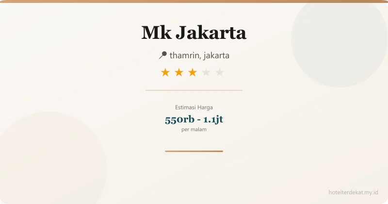 Mk  Jakarta - Hotel 3 bintang di thamrin, jakarta