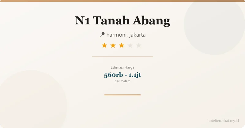 N1  Tanah Abang - Hotel 3 bintang di harmoni, jakarta