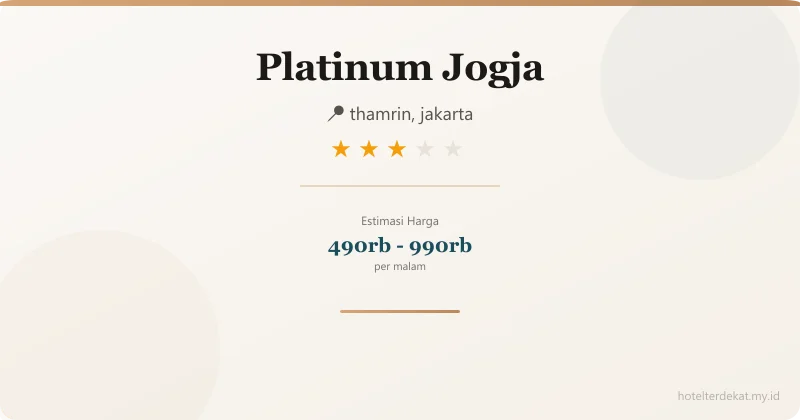 Platinum  Jogja - Hotel 3 bintang di thamrin, jakarta