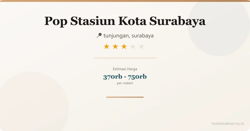 Pop  Stasiun Kota Surabaya - Hotel 3 bintang di tunjungan, surabaya