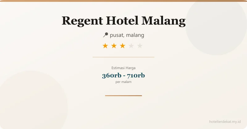 Regent Hotel Malang - Hotel 3 bintang di pusat, malang