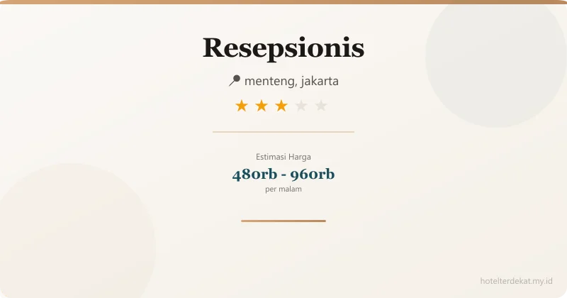 Resepsionis - Hotel 3 bintang di menteng, jakarta