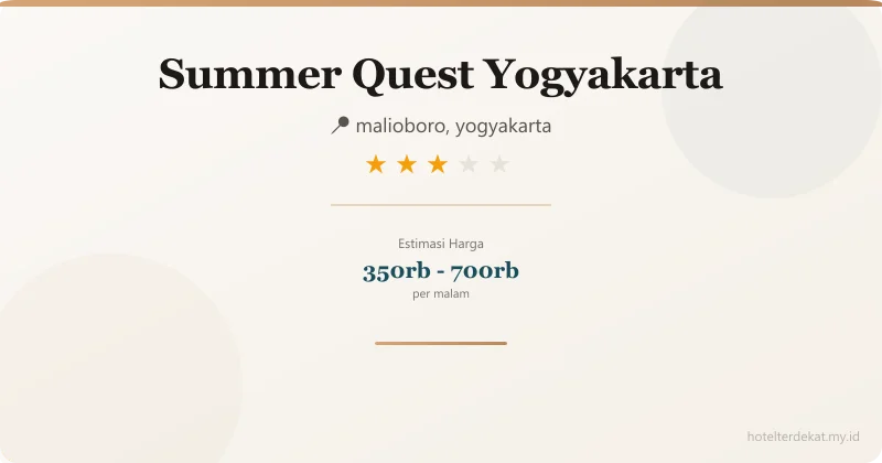 Summer Quest  Yogyakarta - Hotel 3 bintang di malioboro, yogyakarta