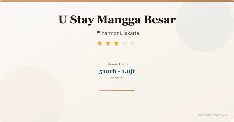 U Stay  Mangga Besar - Hotel 3 bintang di harmoni, jakarta