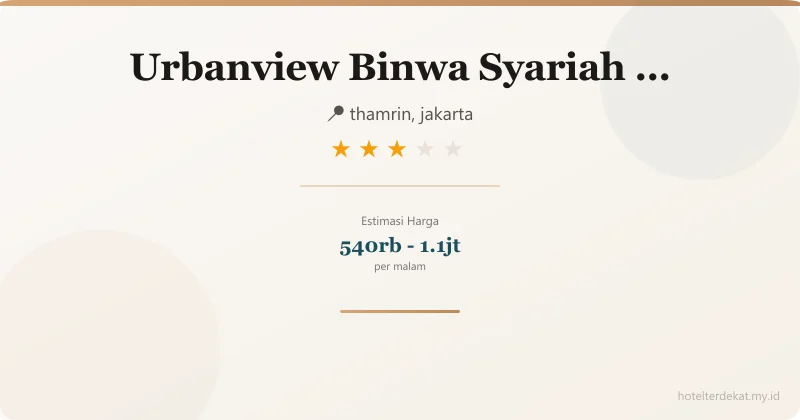 Urbanview  Binwa Syariah Bandar Lampung - Hotel 3 bintang di thamrin, jakarta