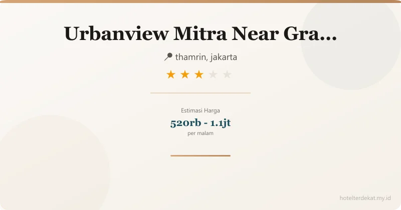 Urbanview  Mitra Near Grand Indonesia - Hotel 3 bintang di thamrin, jakarta