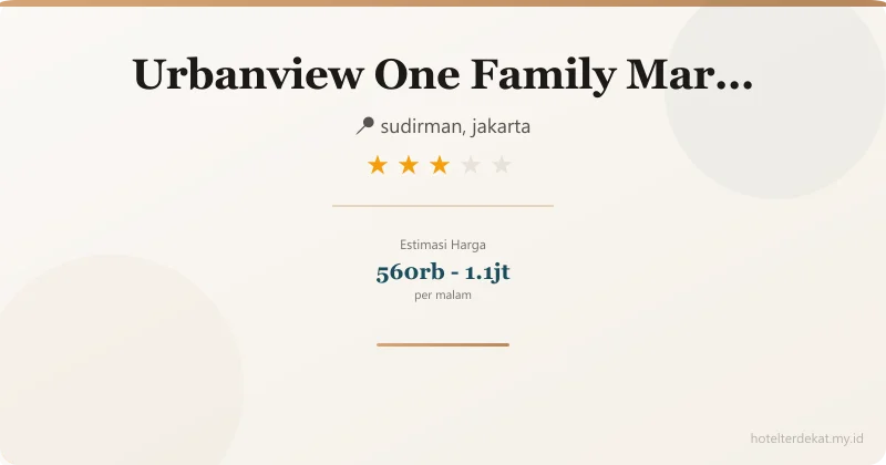 Urbanview  One Family Maribaya - Hotel 3 bintang di sudirman, jakarta